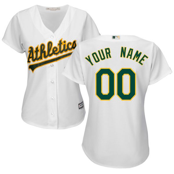 Women Oakland Athletics Majestic White Home Cool Base Custom MLB Jersey->customized mlb jersey->Custom Jersey